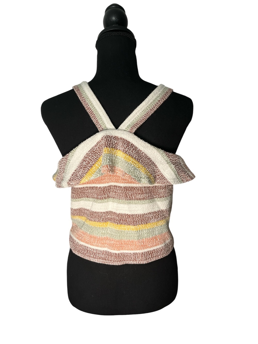Madewell Texture & Thread 100% Cotton Stripe Tie Front Top Boho Festival Small - Picture 2 of 6